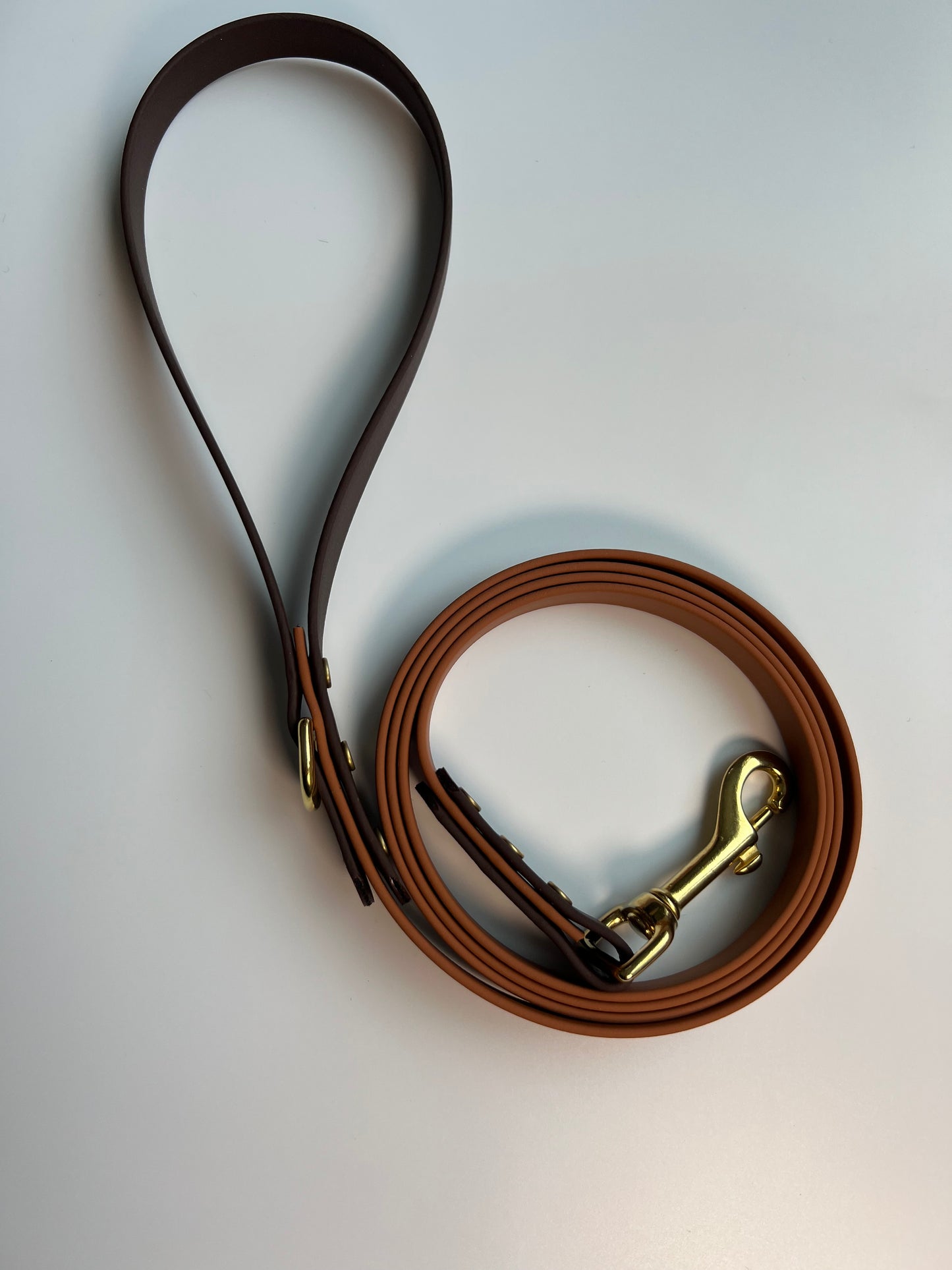 Two-tone Biothane Leash Tan and Dark Brown
