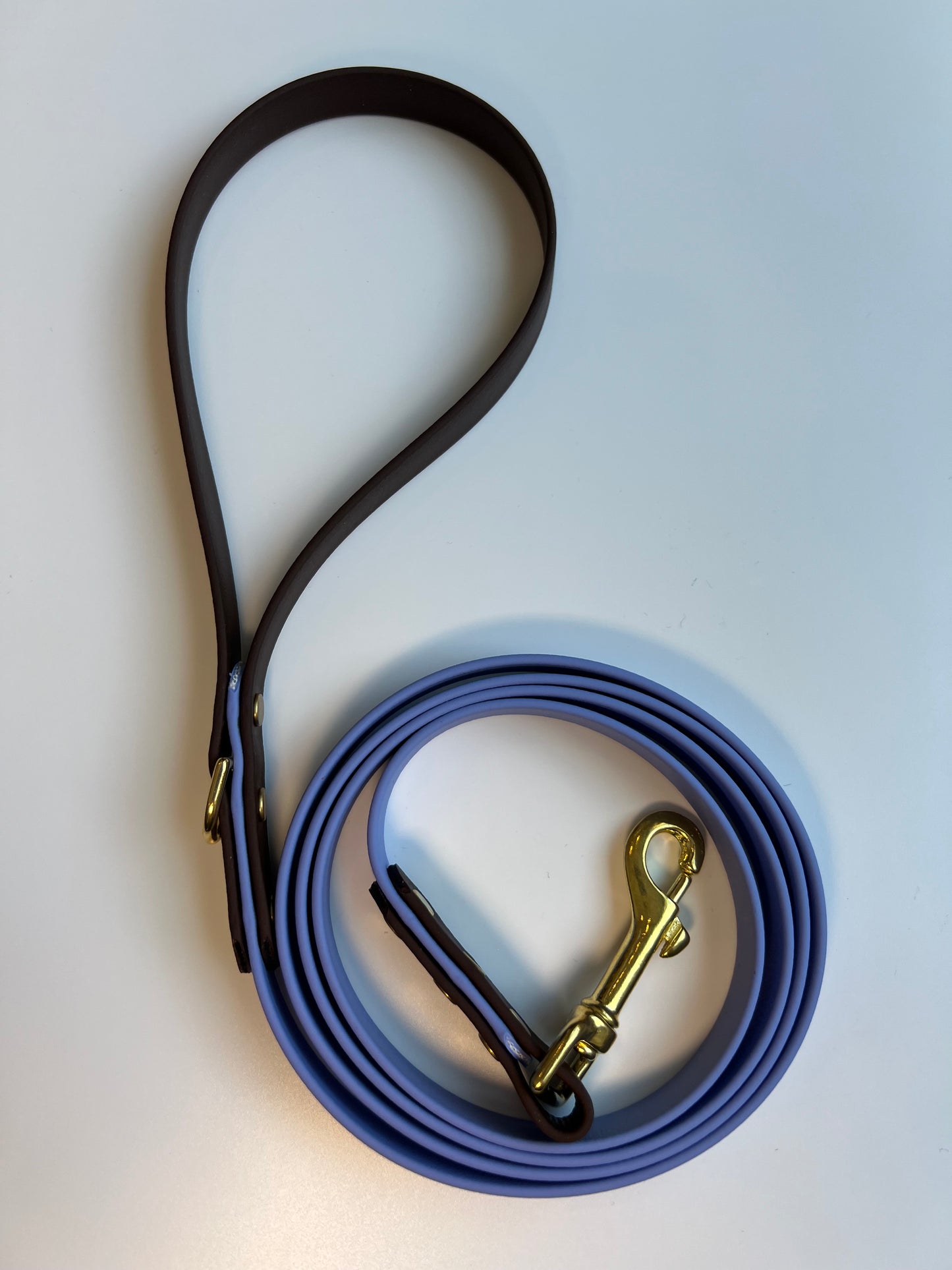 Two-tone Biothane Leash Periwinkle and Dark Brown