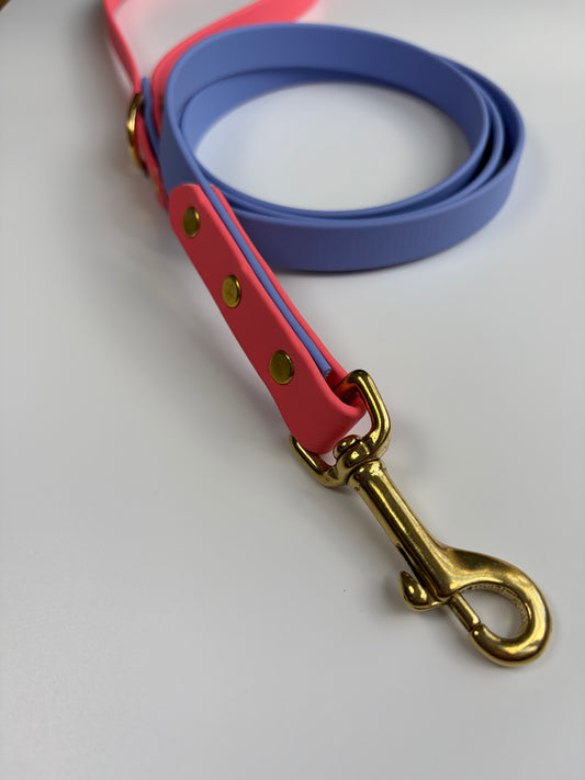 Two-tone Biothane Leash Periwinkle and Coral