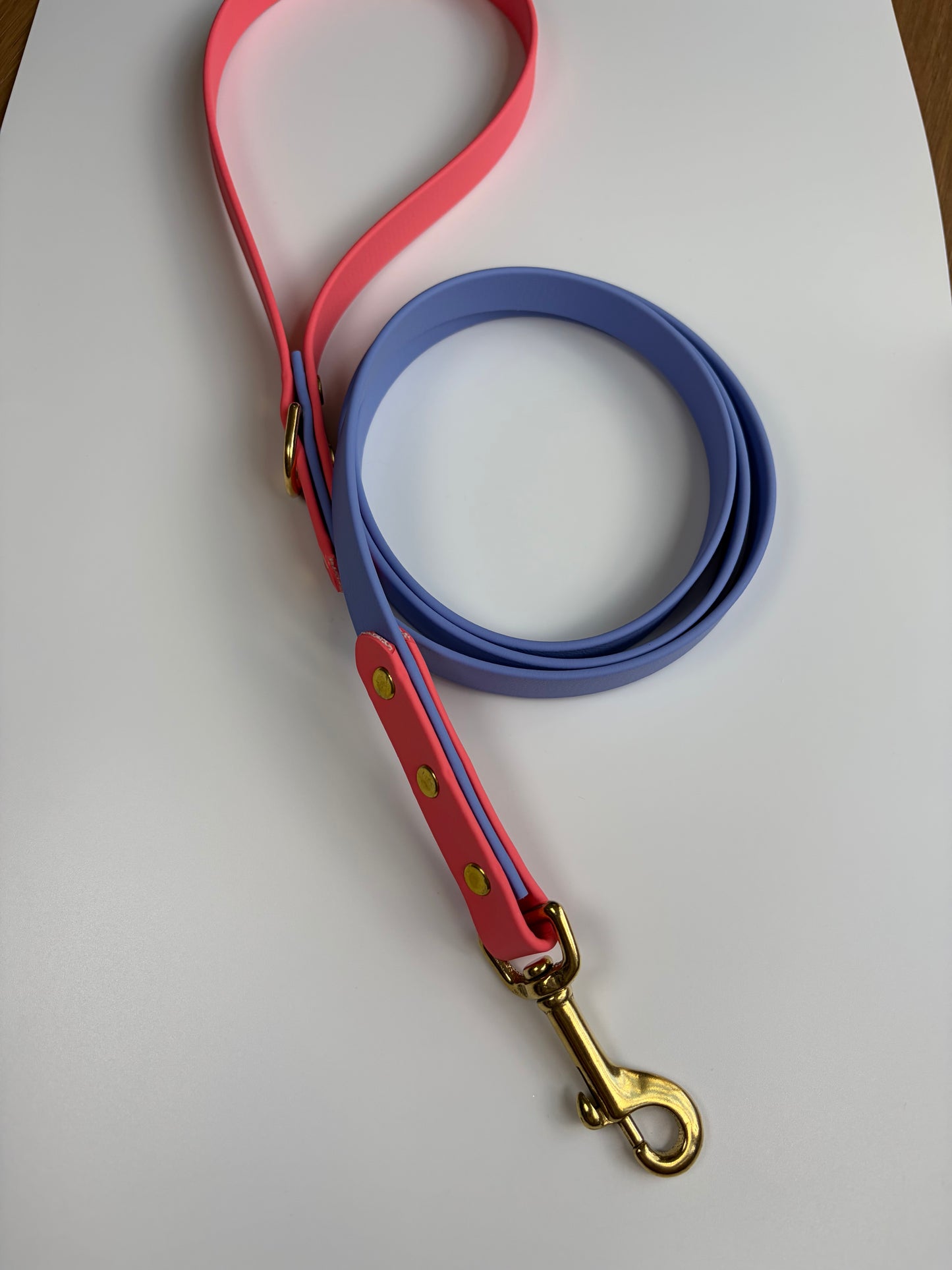 Two-tone Biothane Leash Periwinkle and Coral