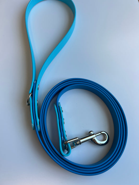 Two-tone Biothane Leash Sky Blue and Baby Blue