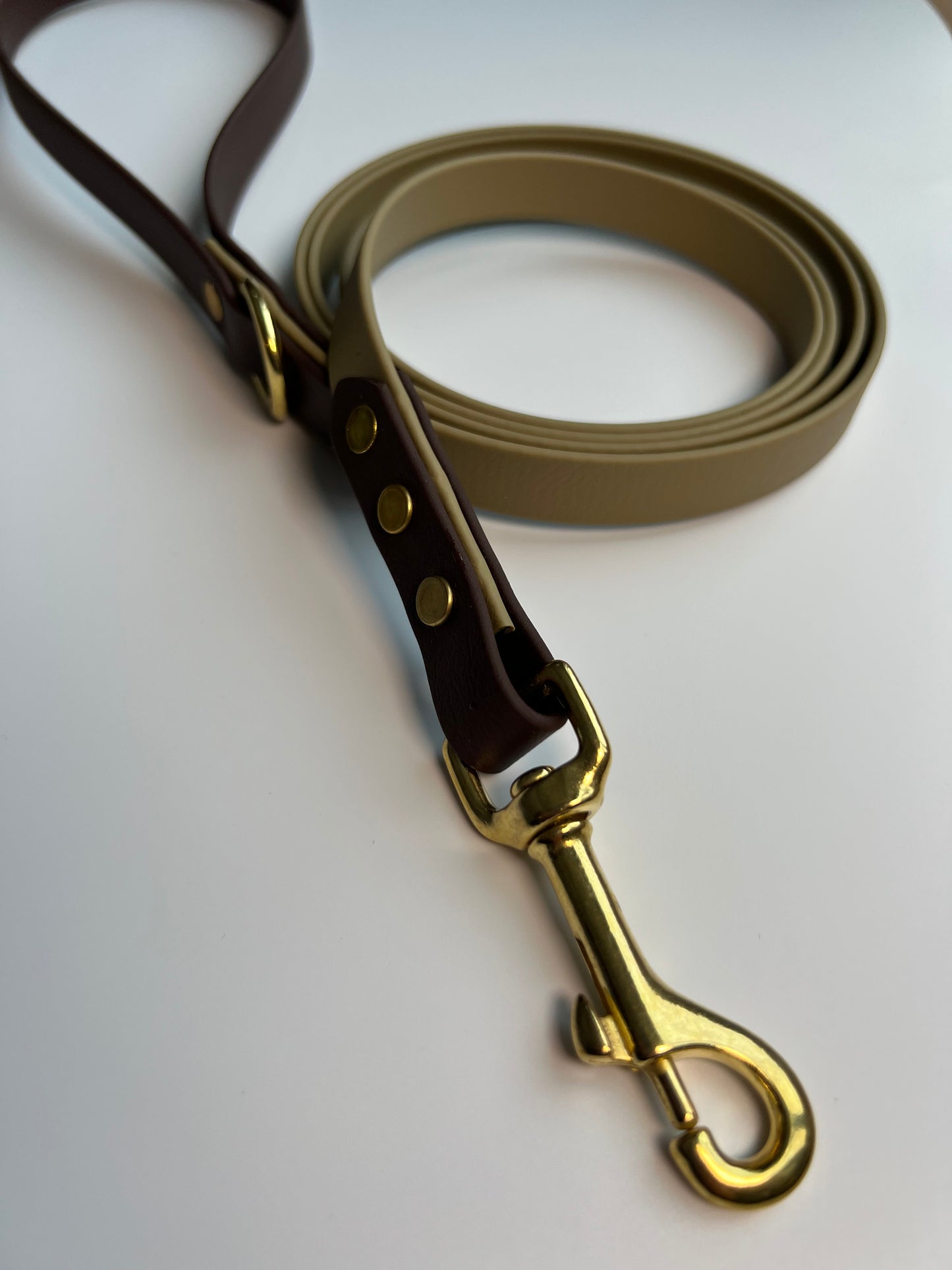 Two-tone Biothane Leash Sahara and Dark Brown