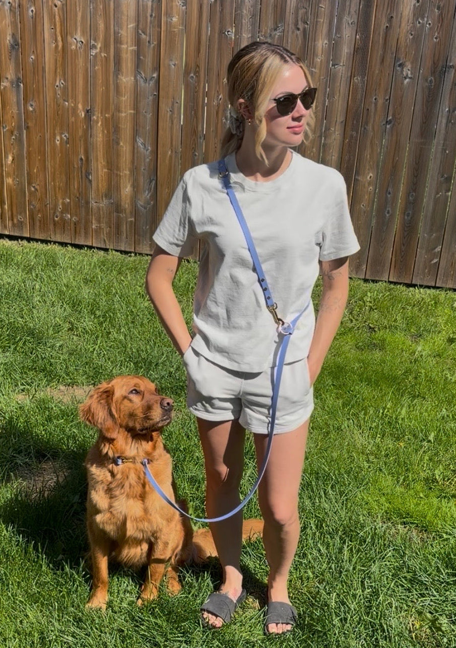Hands-Free All-in-One Biothane Leash Periwinkle