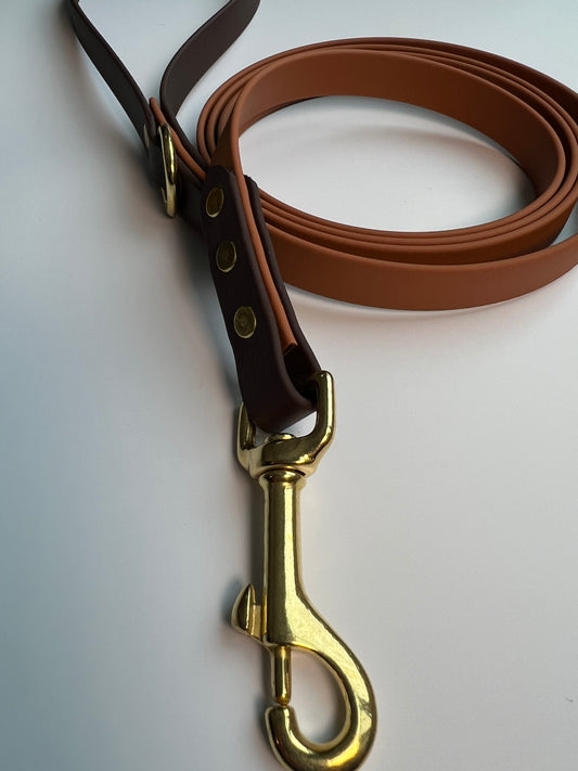 Two-tone Biothane Leash Tan and Dark Brown