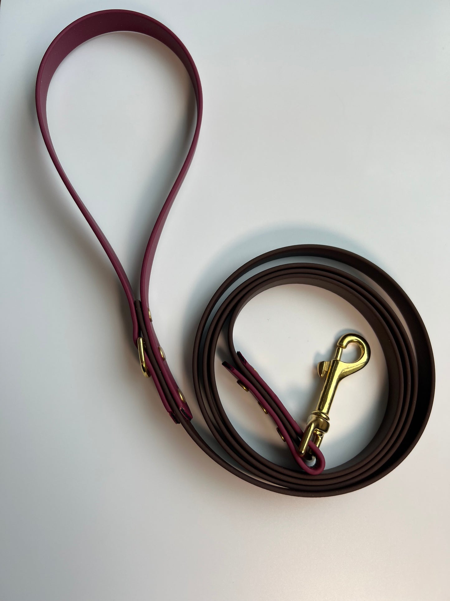 Two-tone Biothane Dark Brown and Wine