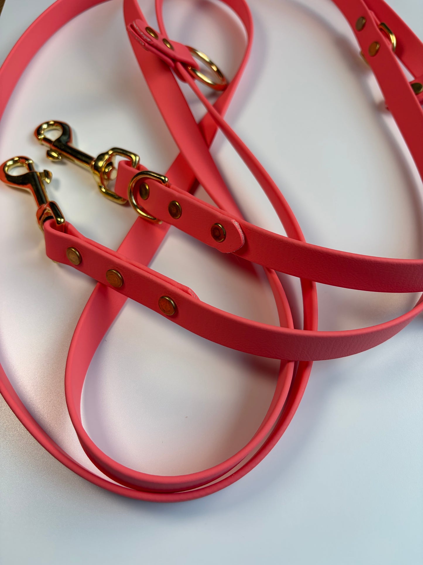 Hands-Free All-in-One Biothane Leash Coral