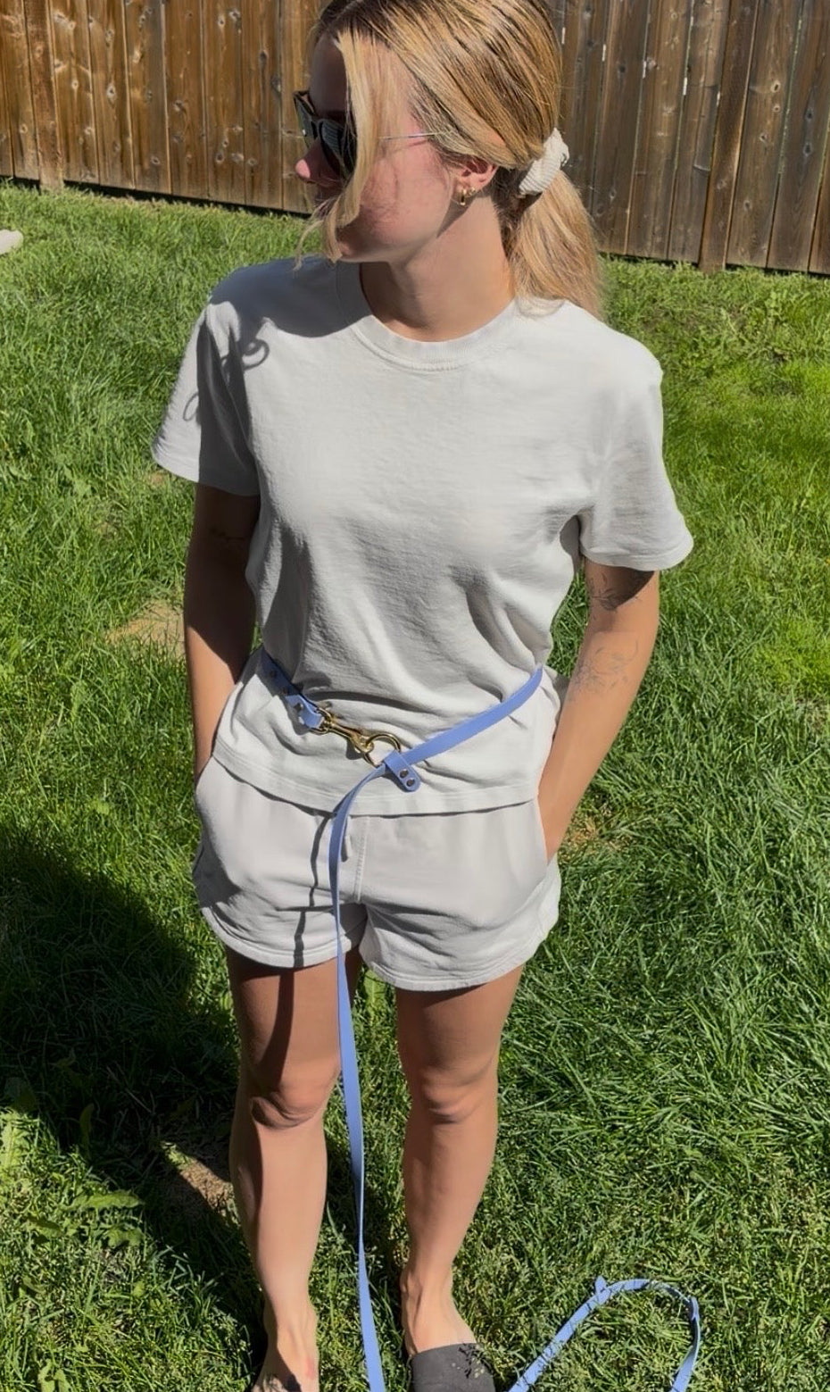 Hands-Free All-in-One Biothane Leash Periwinkle