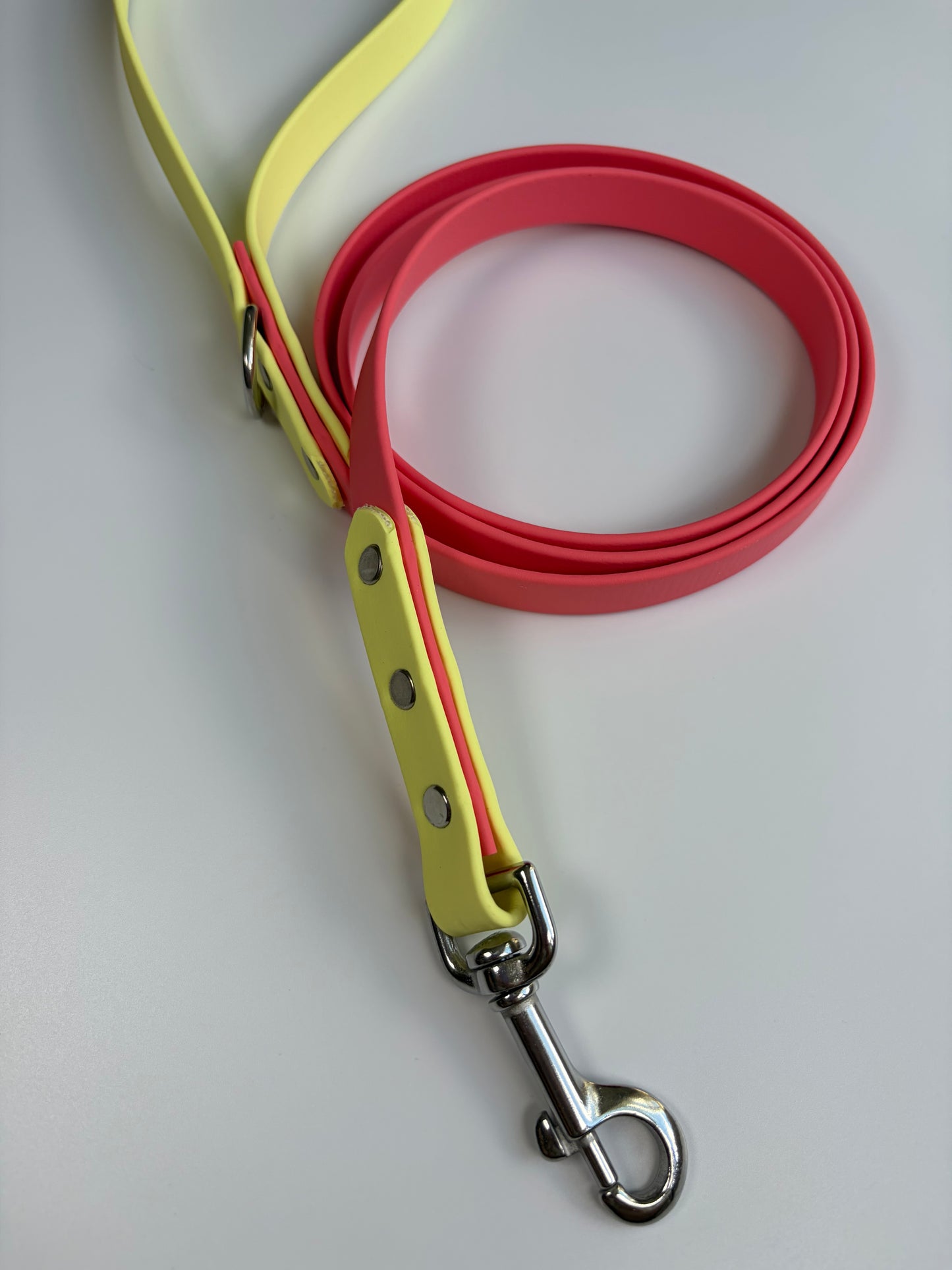 Two-tone Biothane Leash Coral and Lemonade