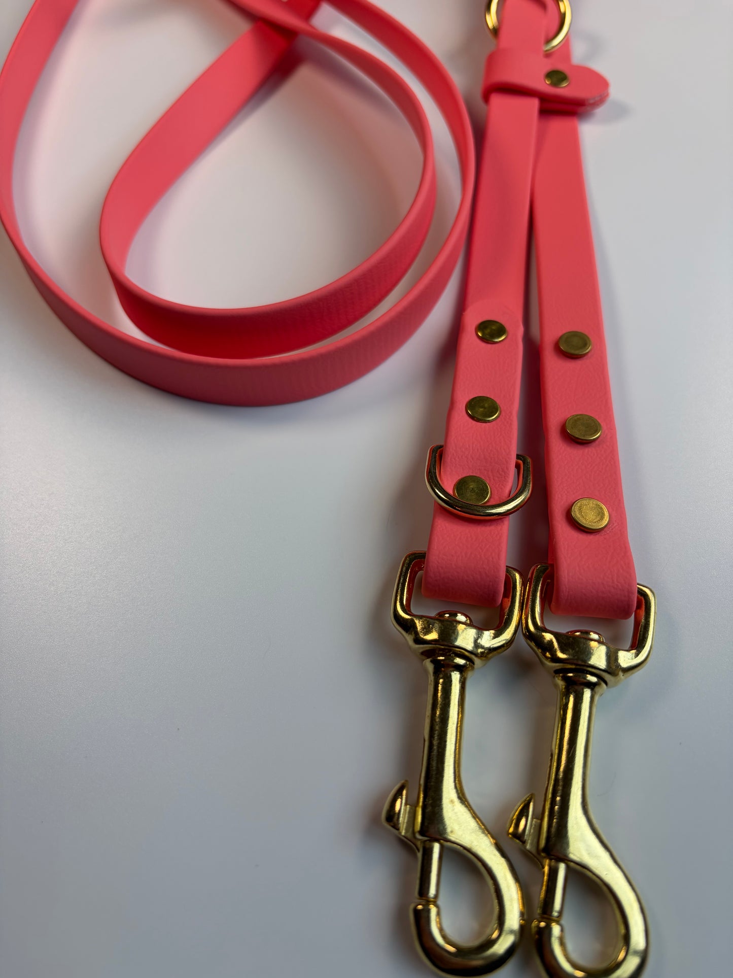 Hands-Free All-in-One Biothane Leash Coral
