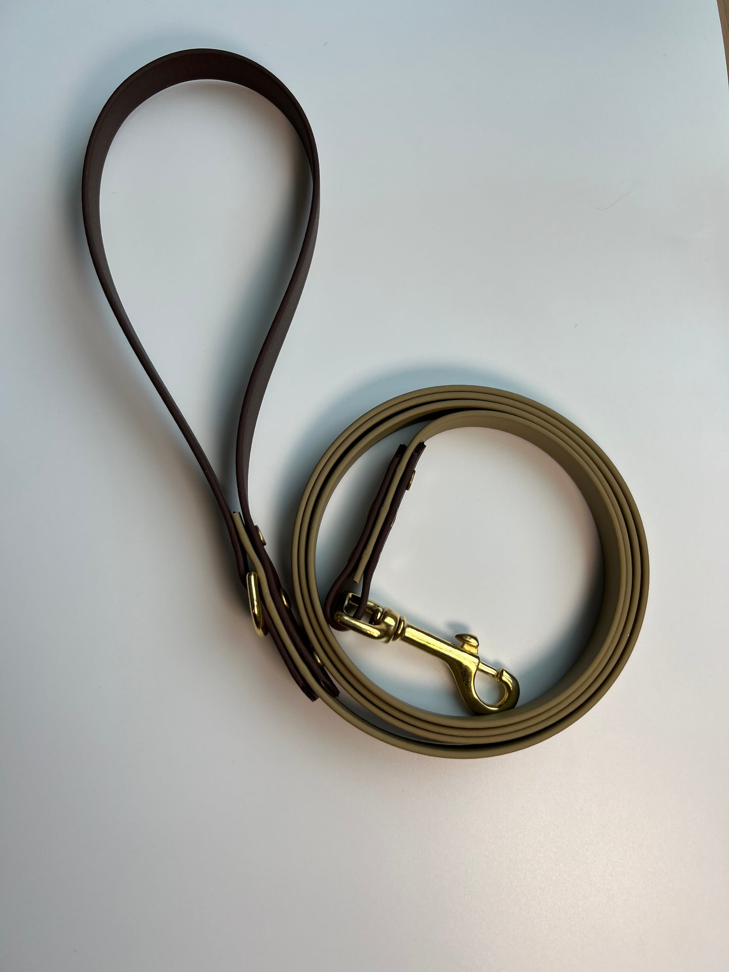 Two-tone Biothane Leash Sahara and Dark Brown