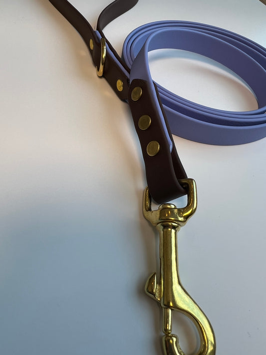 Two-tone Biothane Leash Periwinkle and Dark Brown