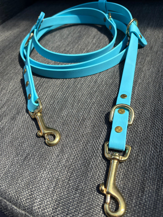 Hands-Free All-in-One Biothane Leash Baby Blue