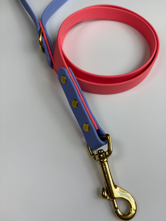 Two-tone Biothane Leash Coral and Periwinkle