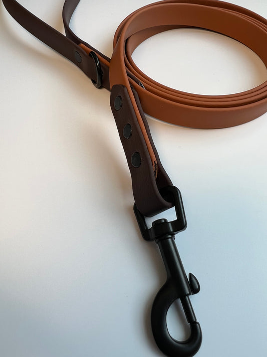 Two-tone Biothane Leash Tan and Dark Brown