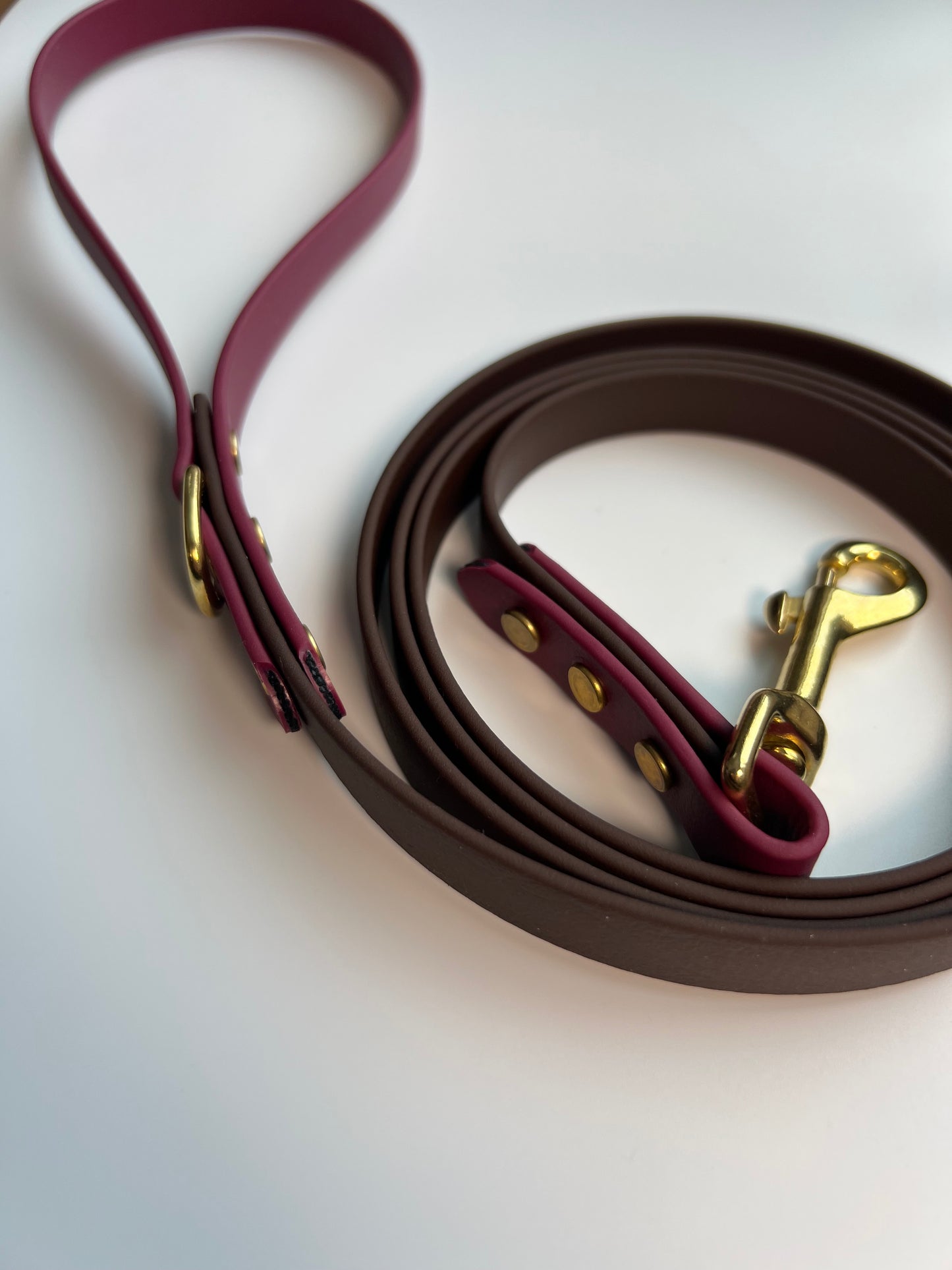 Two-tone Biothane Dark Brown and Wine