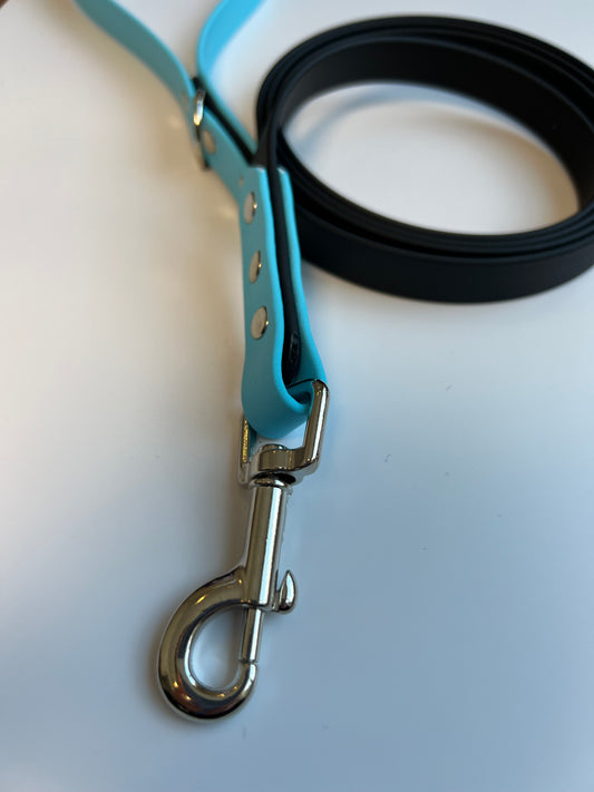 Two-tone Biothane Leash Black and Baby Blue