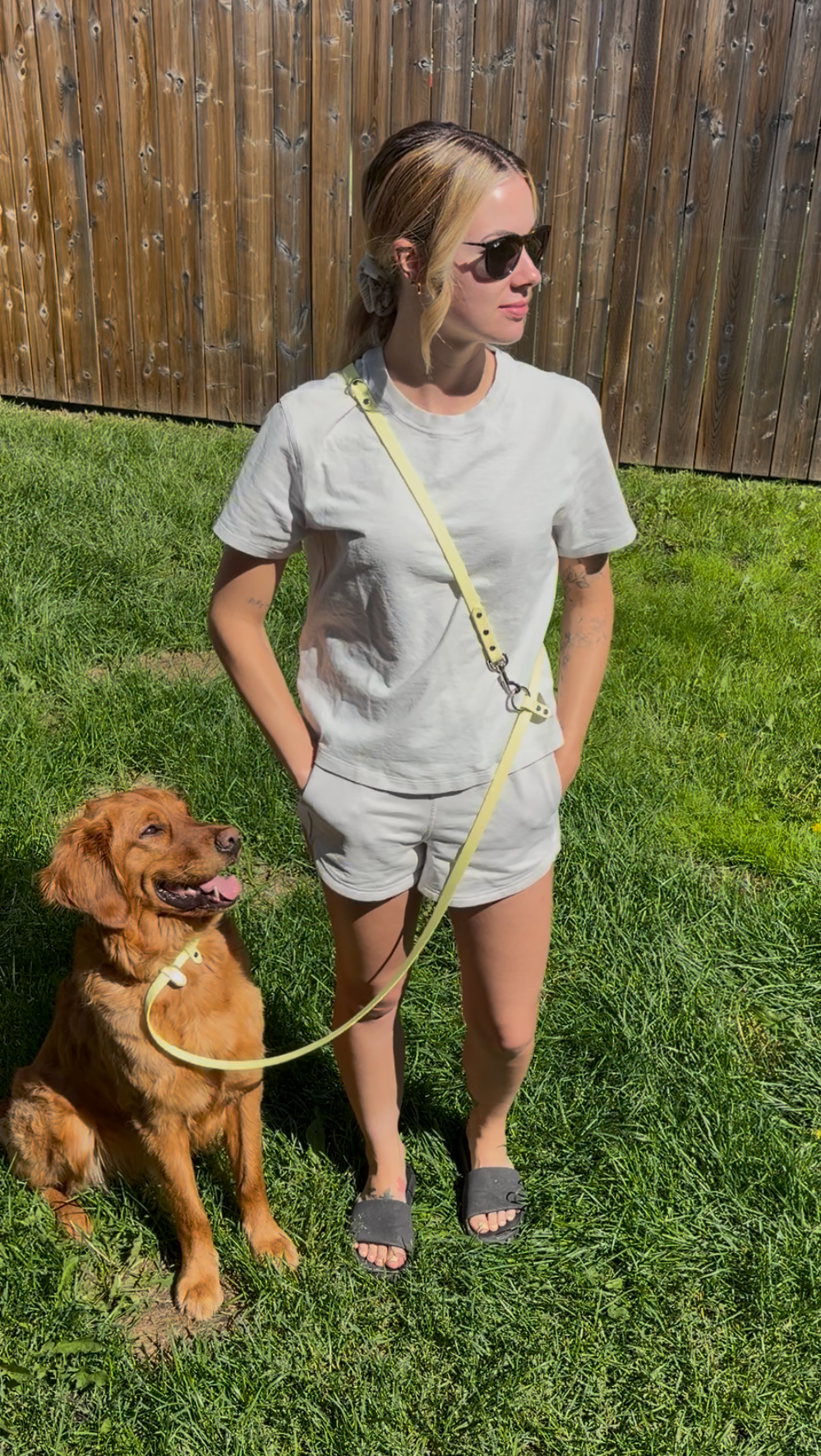 Hands-Free All-in-One Biothane Leash Lemonade