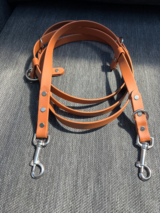 Hands-Free All-in-One Biothane Leash Tan