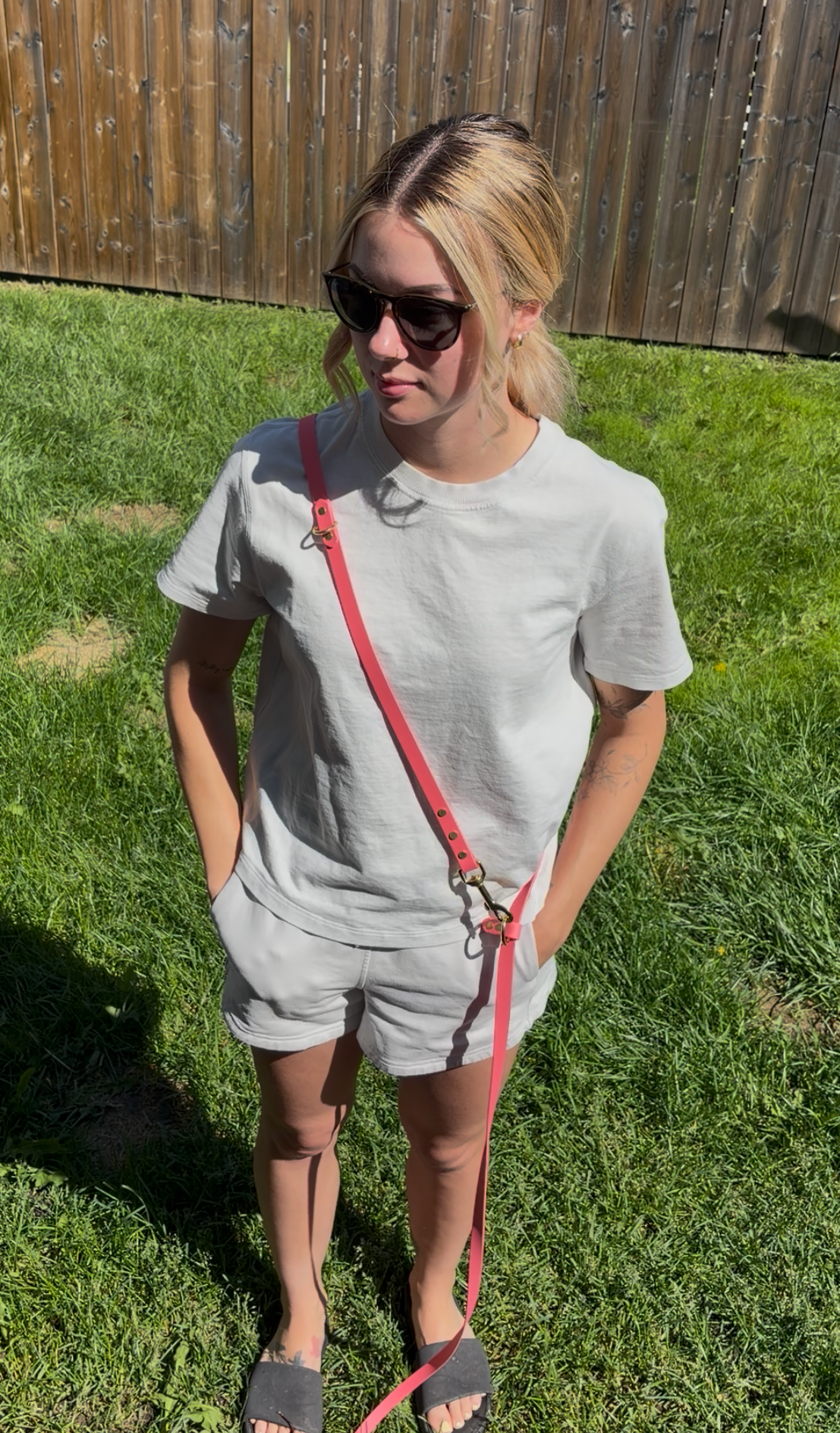 Hands-Free All-in-One Biothane Leash Coral