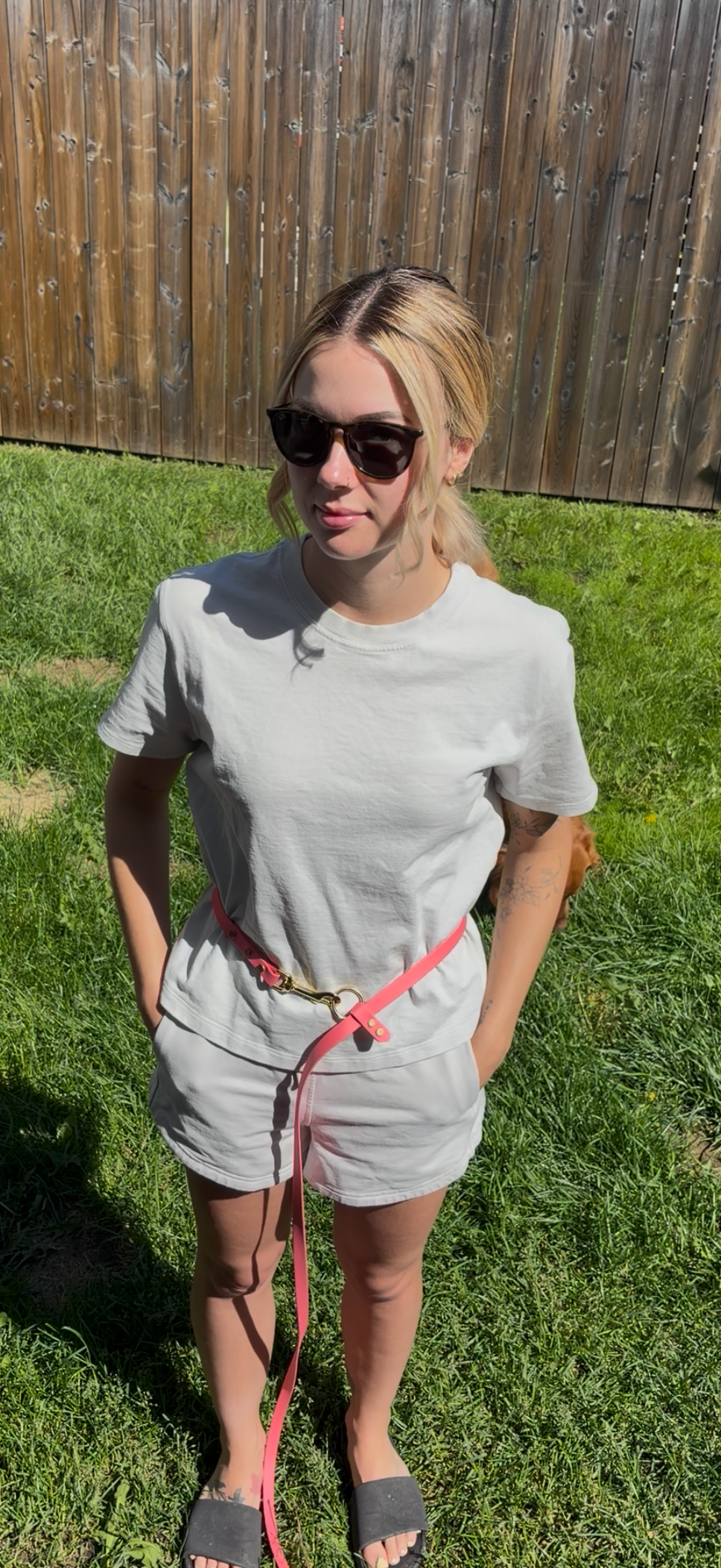 Hands-Free All-in-One Biothane Leash Coral