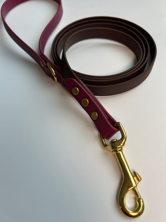 Two-tone Biothane Dark Brown and Wine