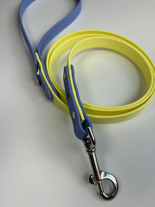 Two-tone Biothane Leash Lemonade and Periwinkle