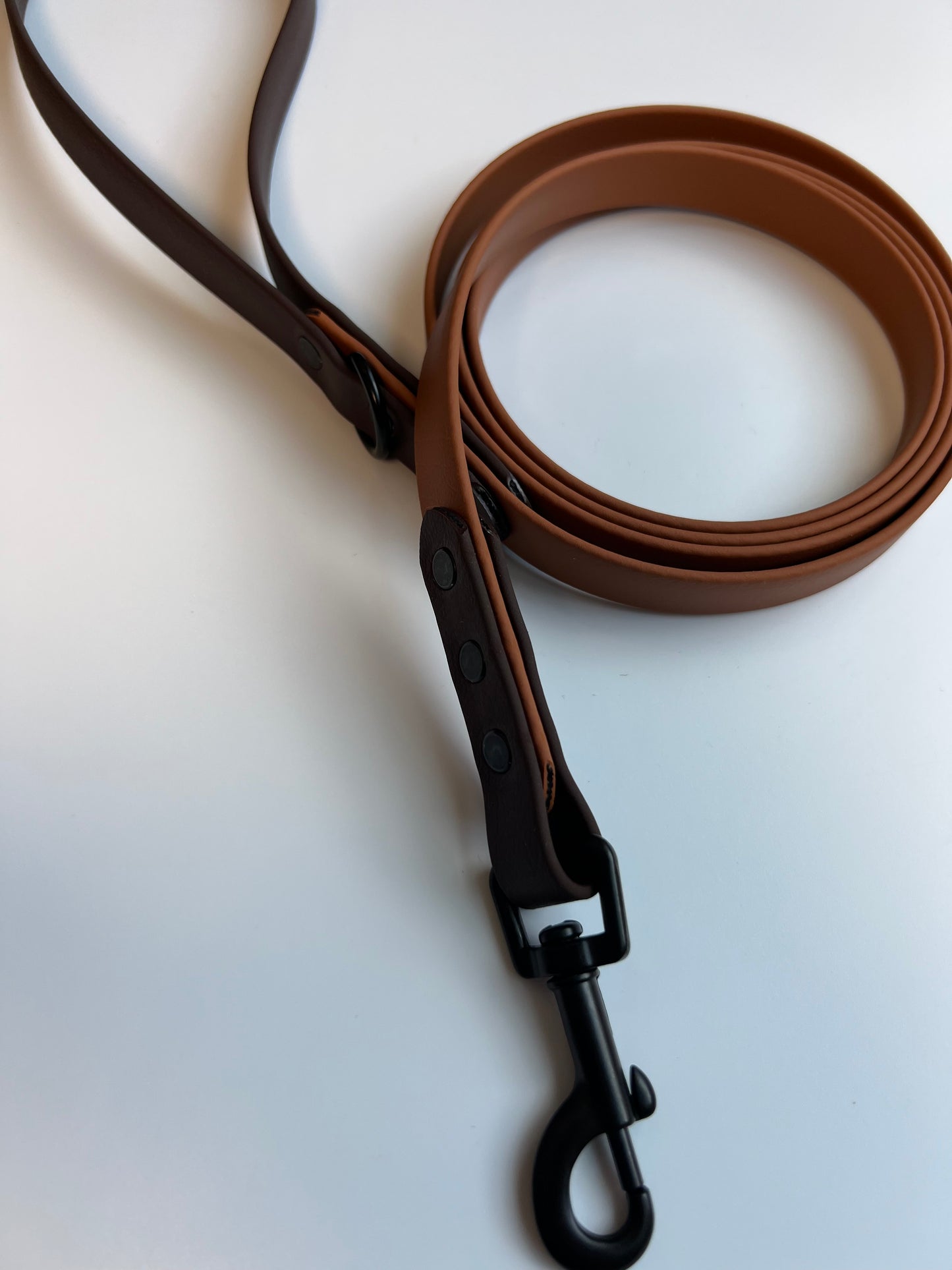 Two-tone Biothane Leash Tan and Dark Brown
