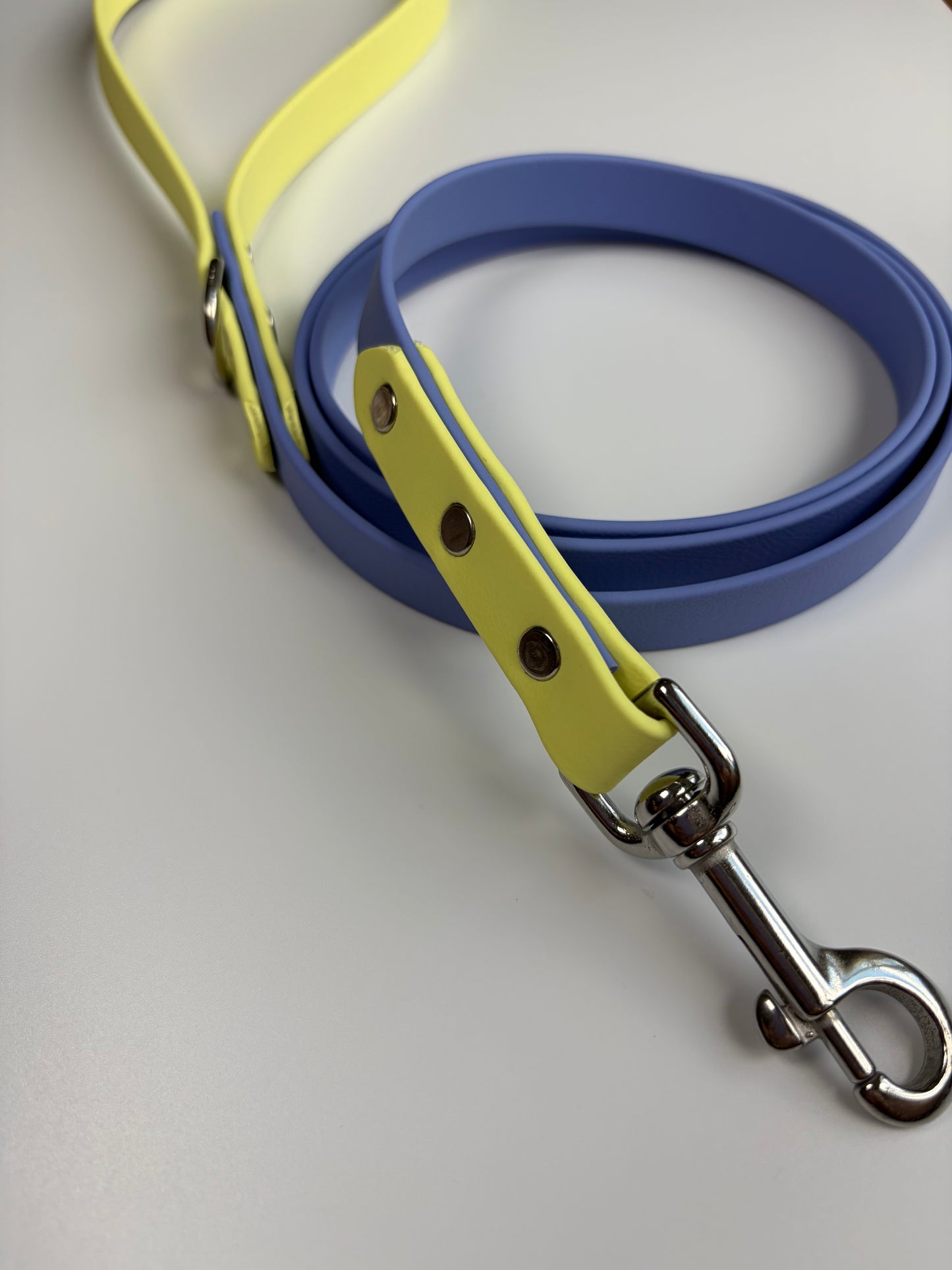 Two-tone Biothane Leash Periwinkle and Lemonade