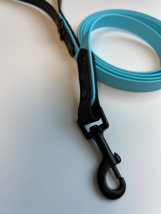 Two-tone Biothane Leash Baby Blue and Black