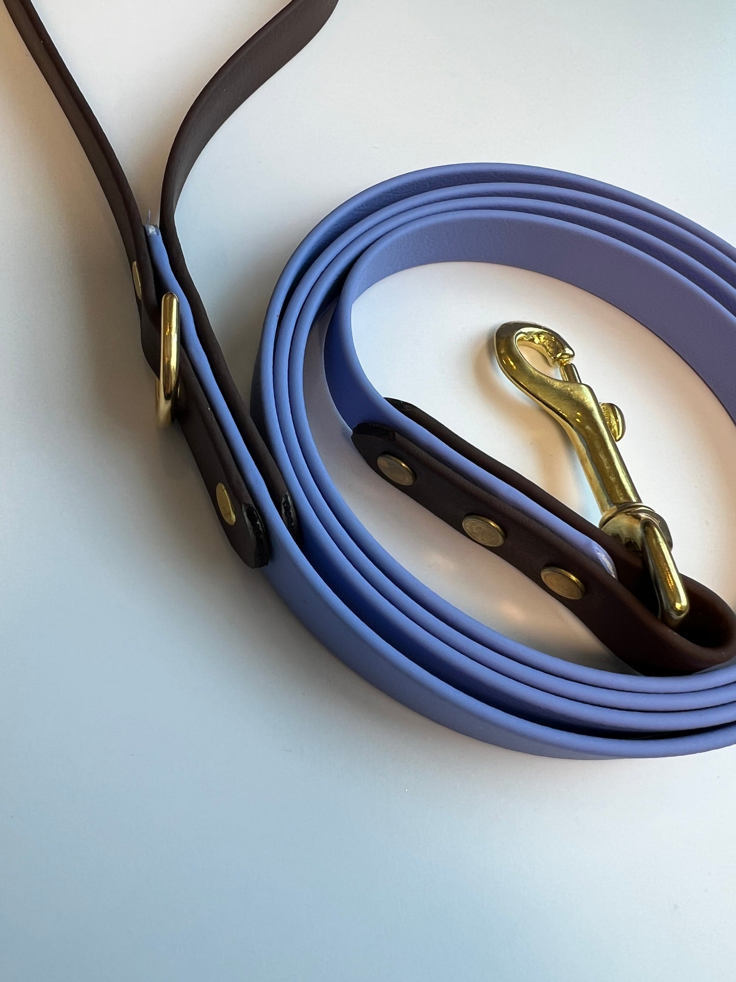 Two-tone Biothane Leash Periwinkle and Dark Brown
