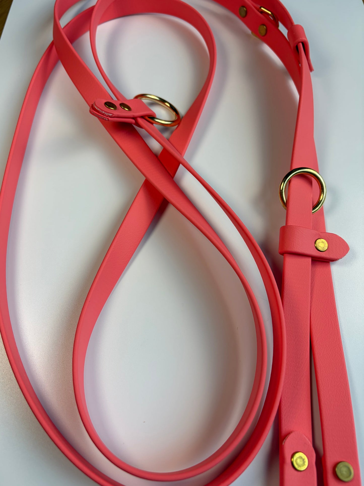 Hands-Free All-in-One Biothane Leash Coral