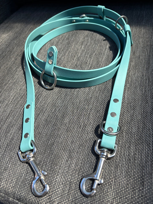 Hands-Free All-in-One Biothane Leash Teal
