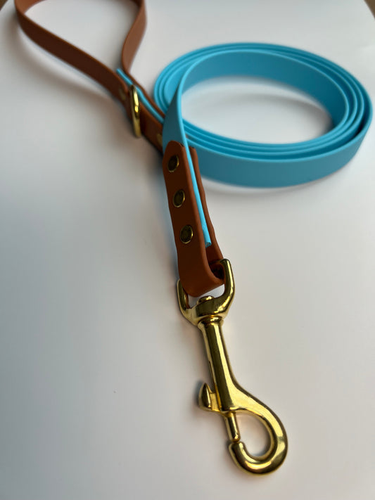 Two-tone Biothane Sky Blue and Tan