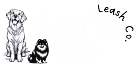 Illustration of two dogs sitting next to each other with 'Leash Co.' text on a white background